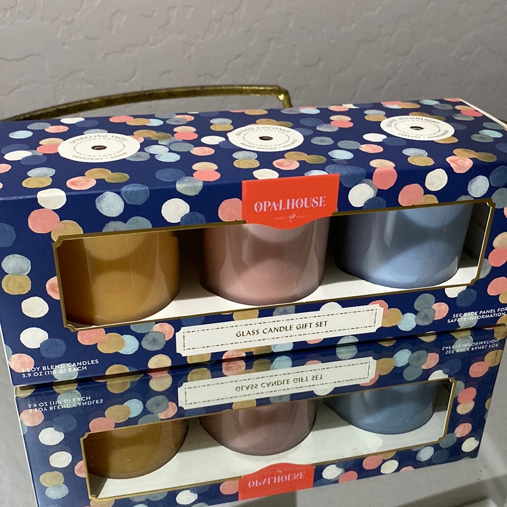 OPALHOUSE NWT glass candle gift set-3.9oz soy blend